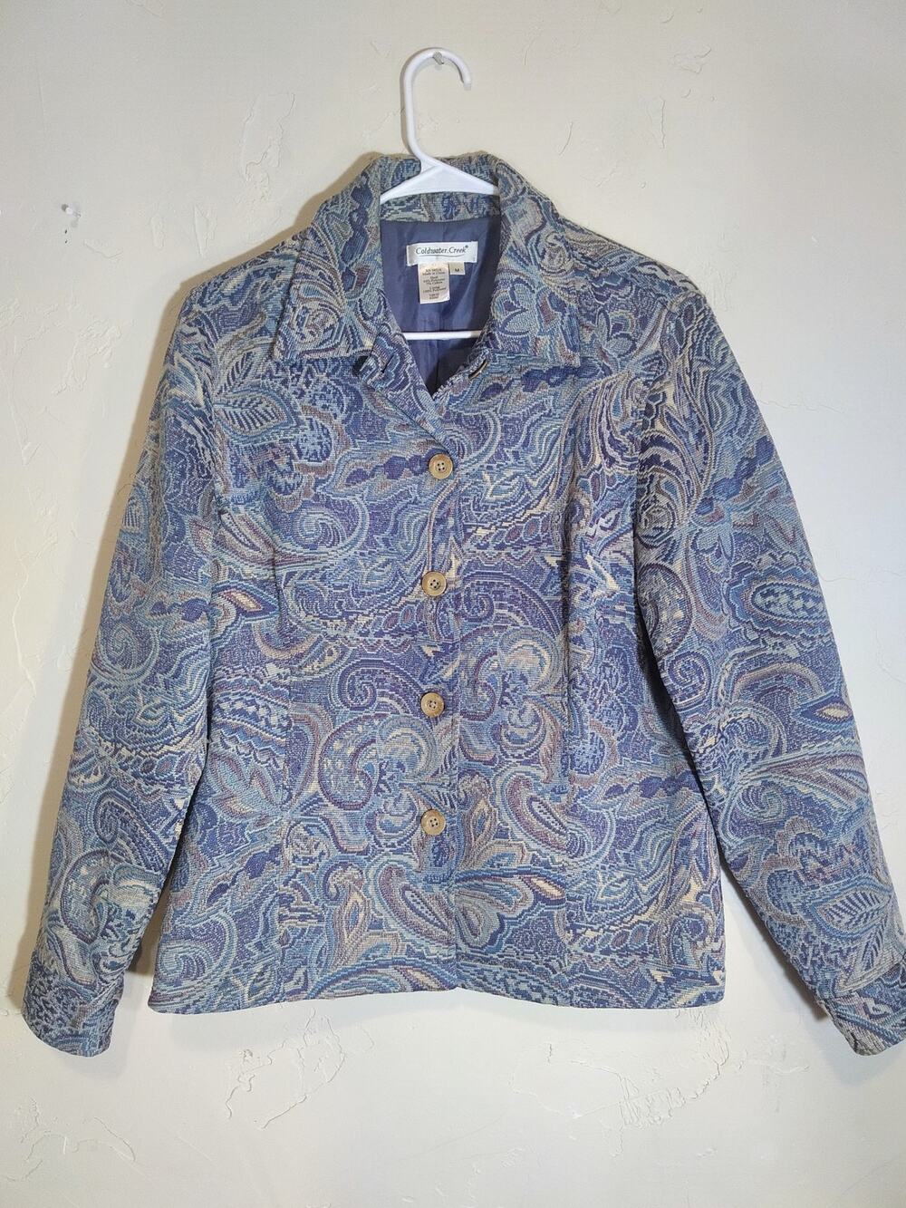 Coldwater Creek Blue Paisley Tapestry Jacket
